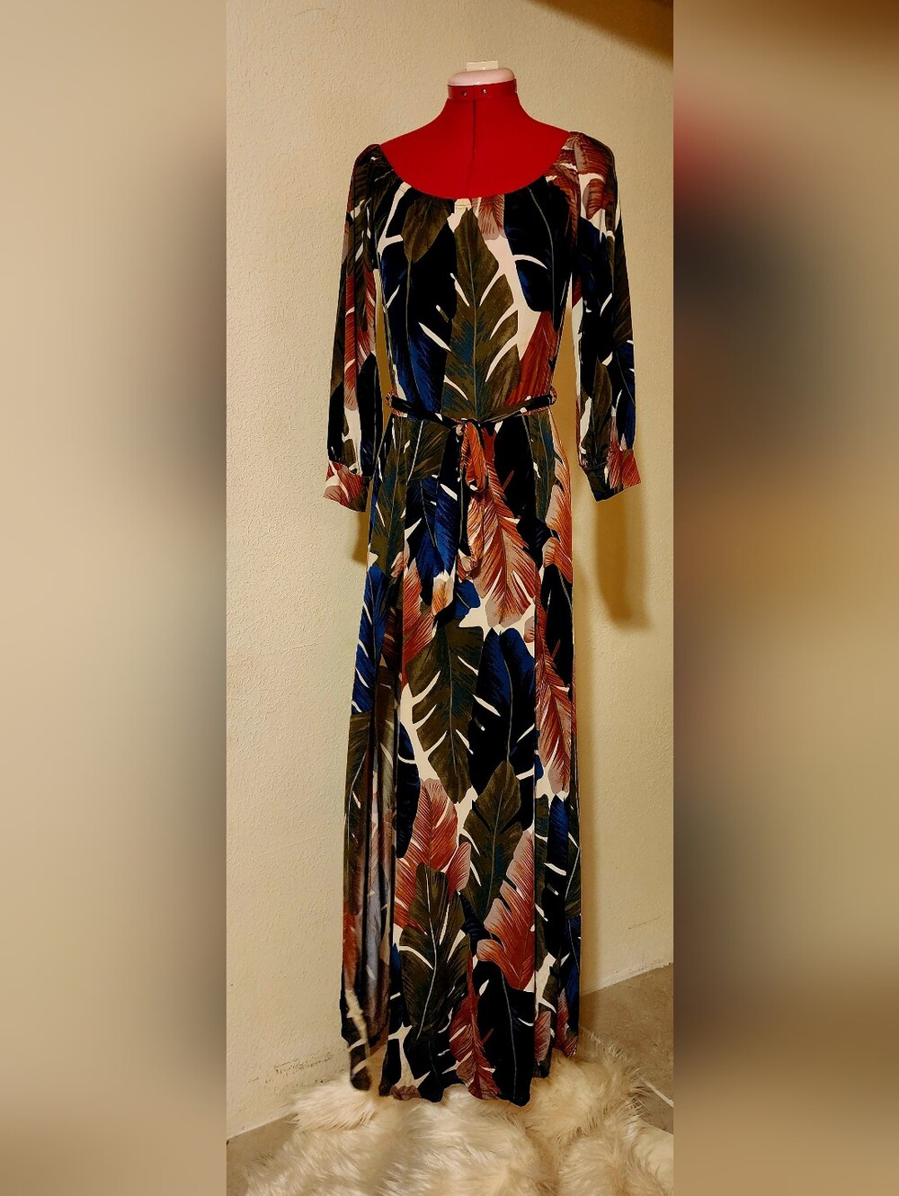 ✨ Fashion Nova Tropical Palm Leaf Dual High-Slit Maxi Romper Dress ✨
